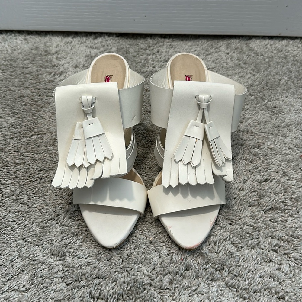 White Tassel Heels